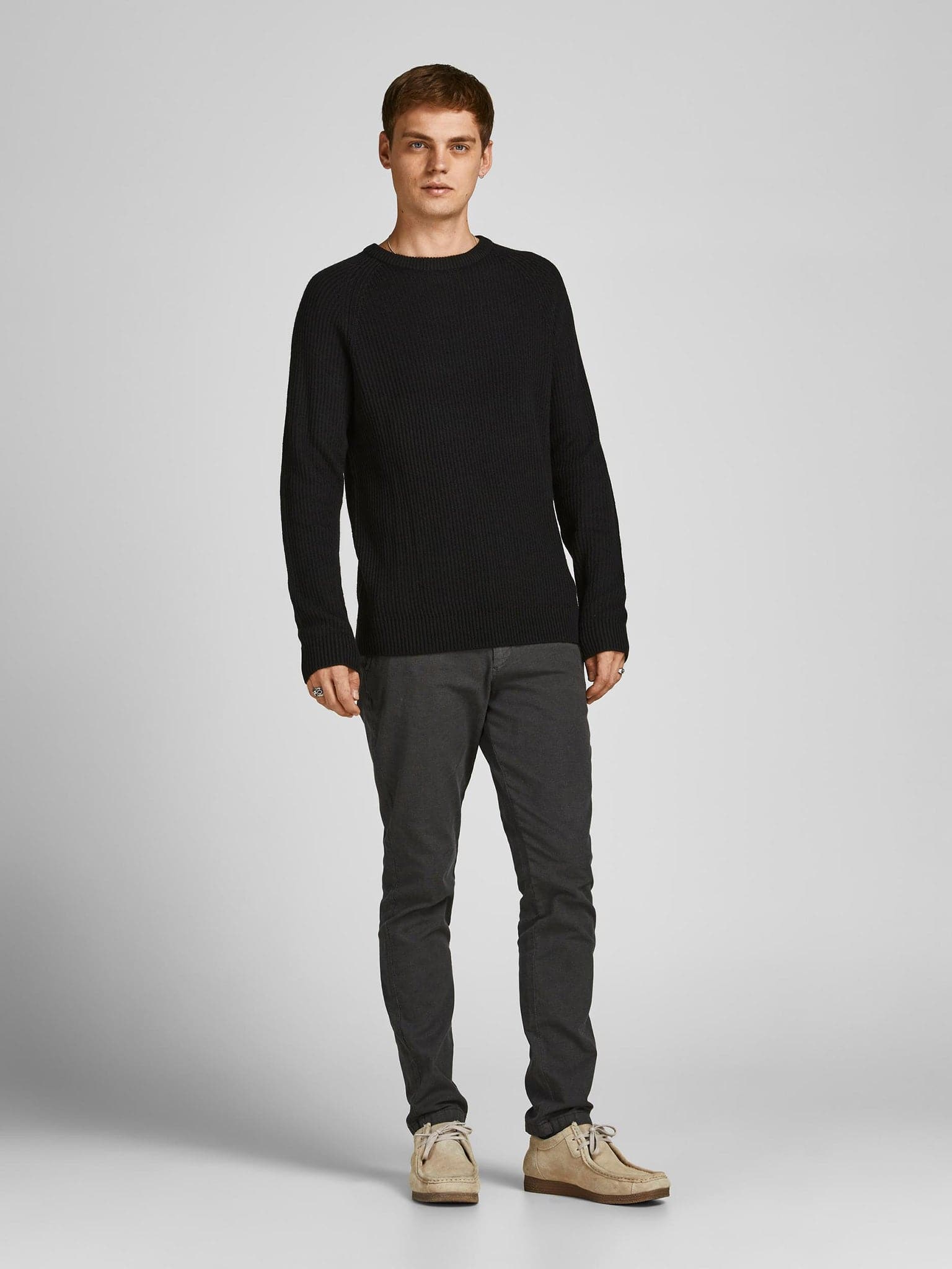 Ανδρική μπλούζα πλεκτή JJPANNEL KNIT CREW NECK PRE 12220815 | 12220815