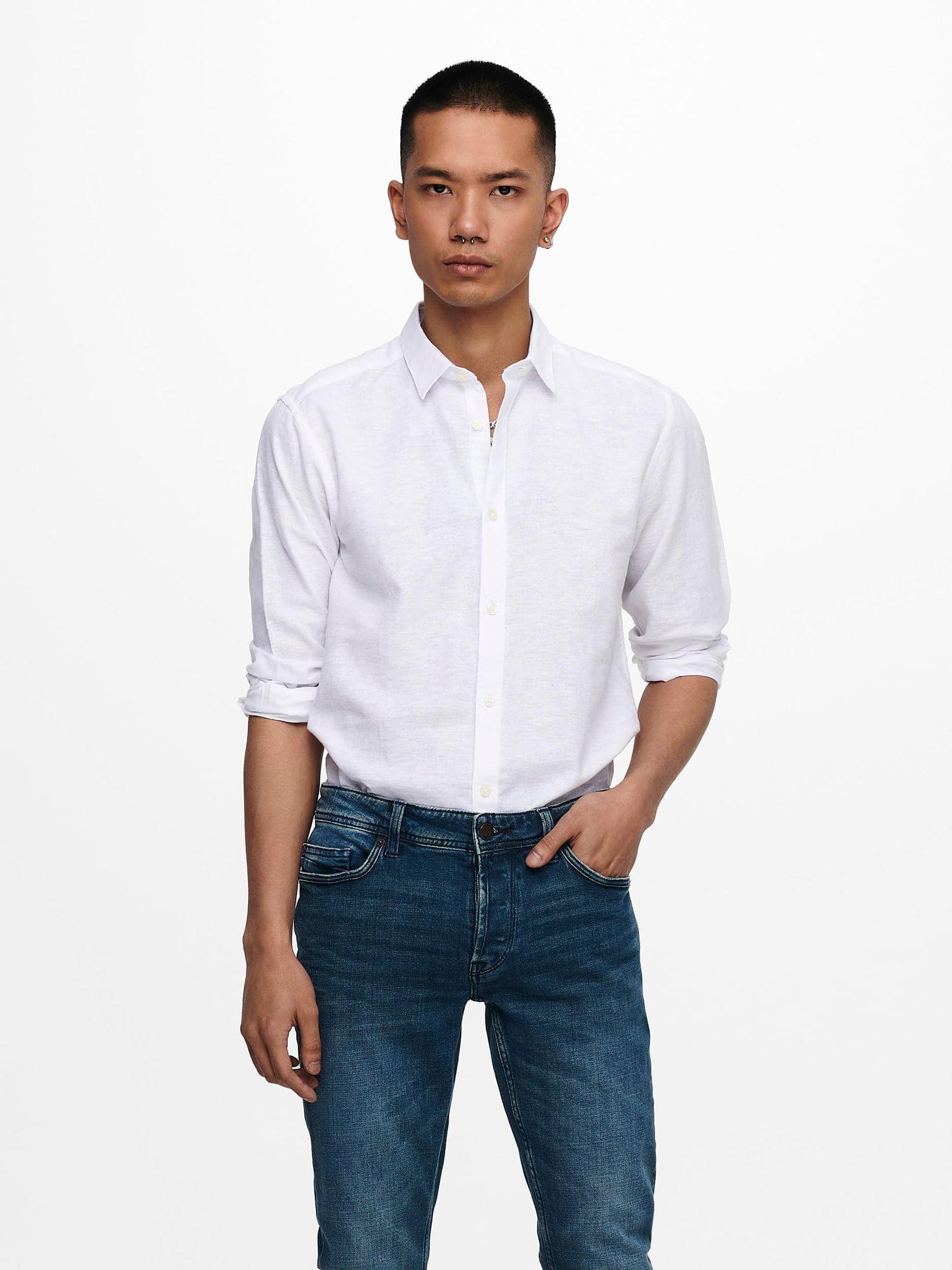 Ανδρικό πουκάμισο λινό ONSCAIDEN LS SOLID LINEN SHIRT NOOS 22012321 | 22012321