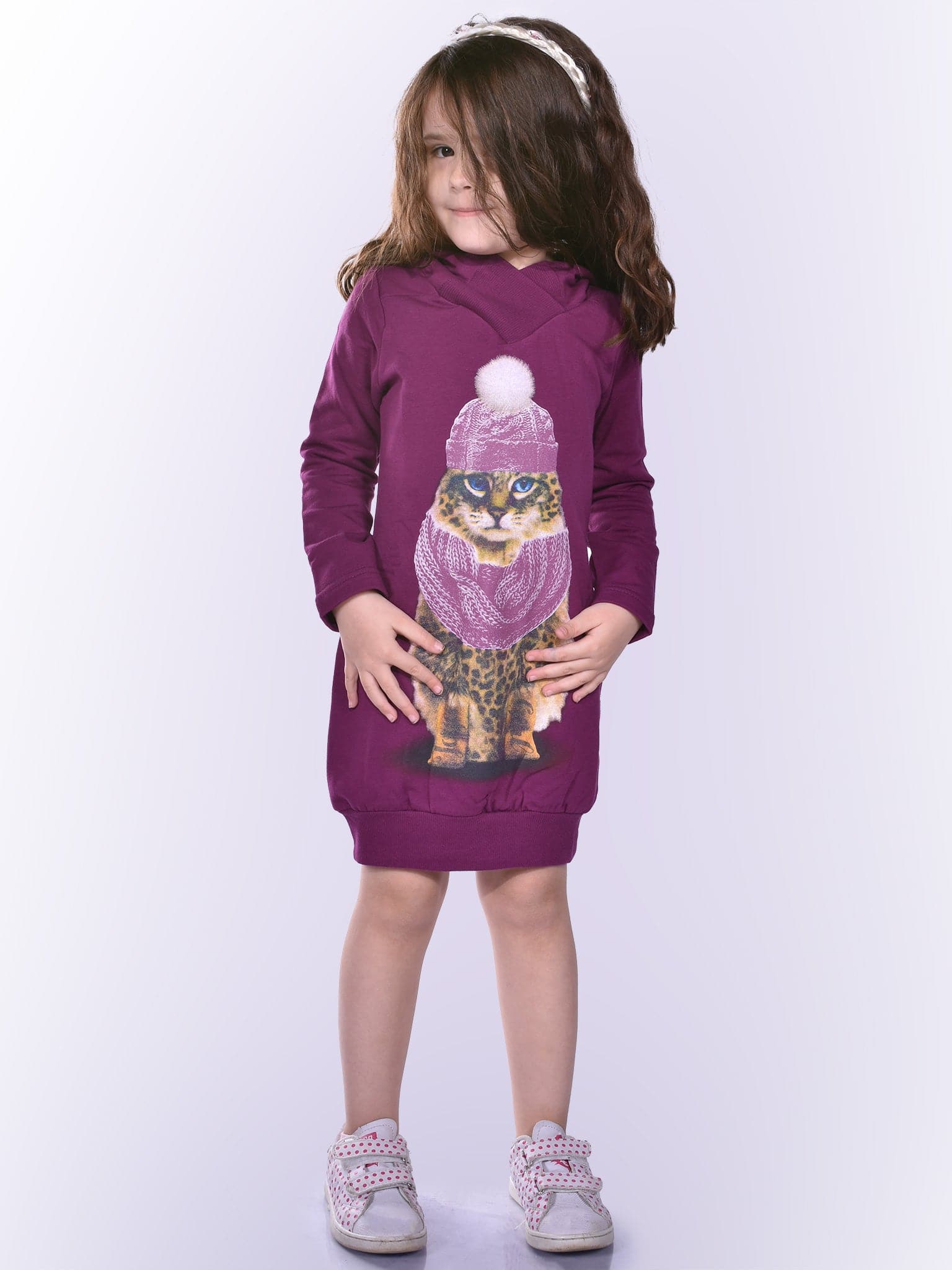 Παιδικό φόρεμα φούτερ με κουκούλα | 7686