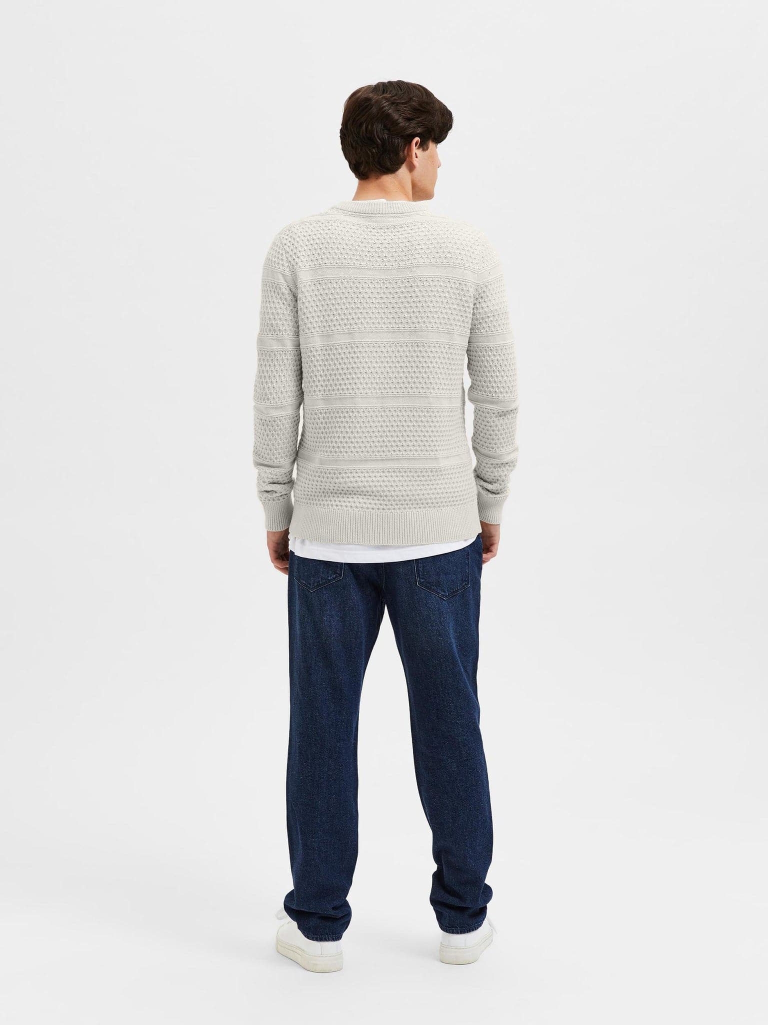 Ανδρική μπλούζα πλεκτή SLHREMY LS KNIT STRIPE CREW NECK W CAMP 16087948 | 16087948