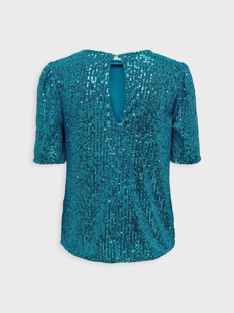 Γυναικεία μπλούζα με παγιέτες ONLANA S/S SEQUINS TOP JRS 15278973 | 15278973