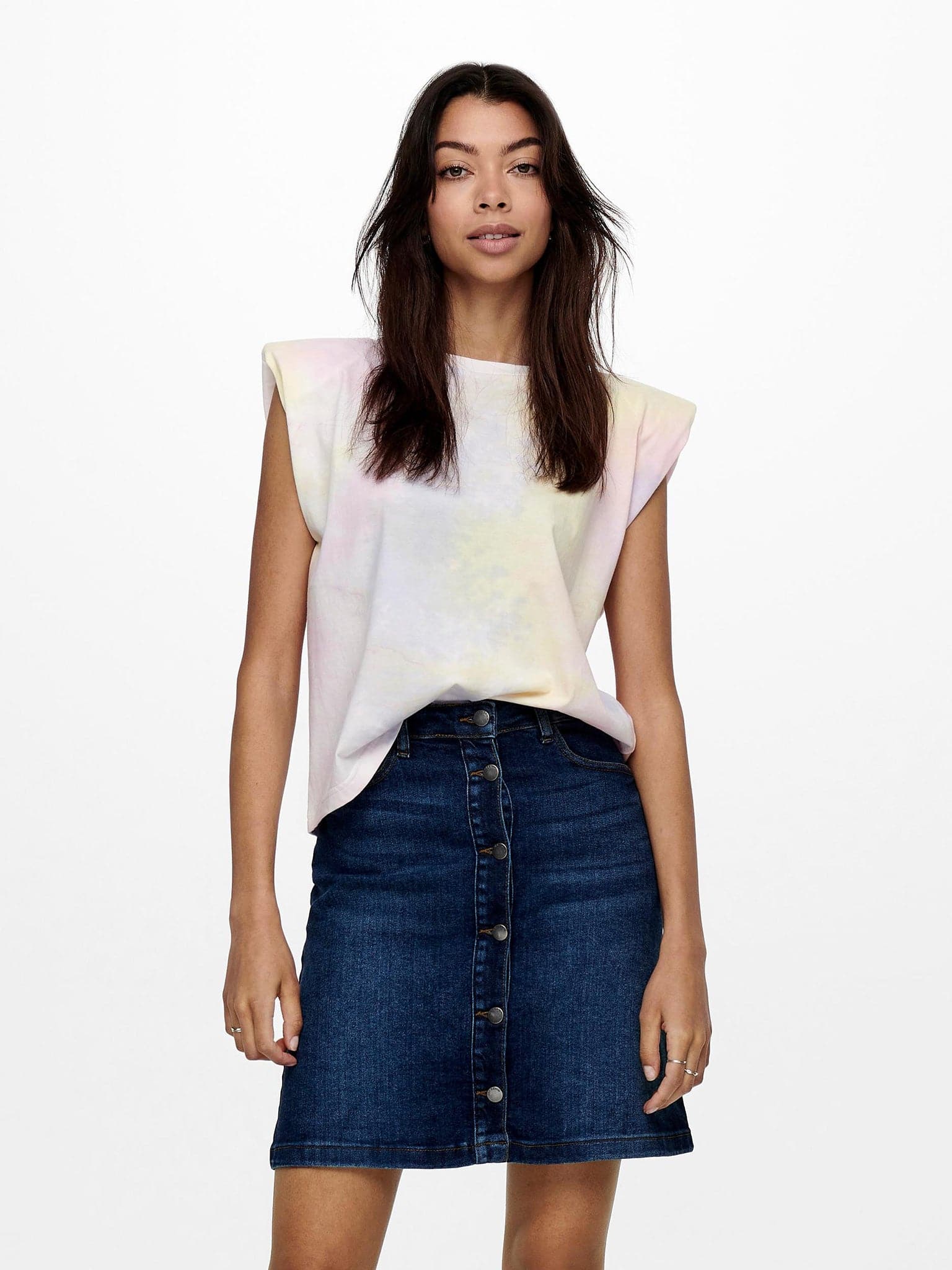 Γυναικεία μπλούζα αμάνικη ONLAMY PADDEDSHOULDER TIE DYE S/L 15227232 | 15227232