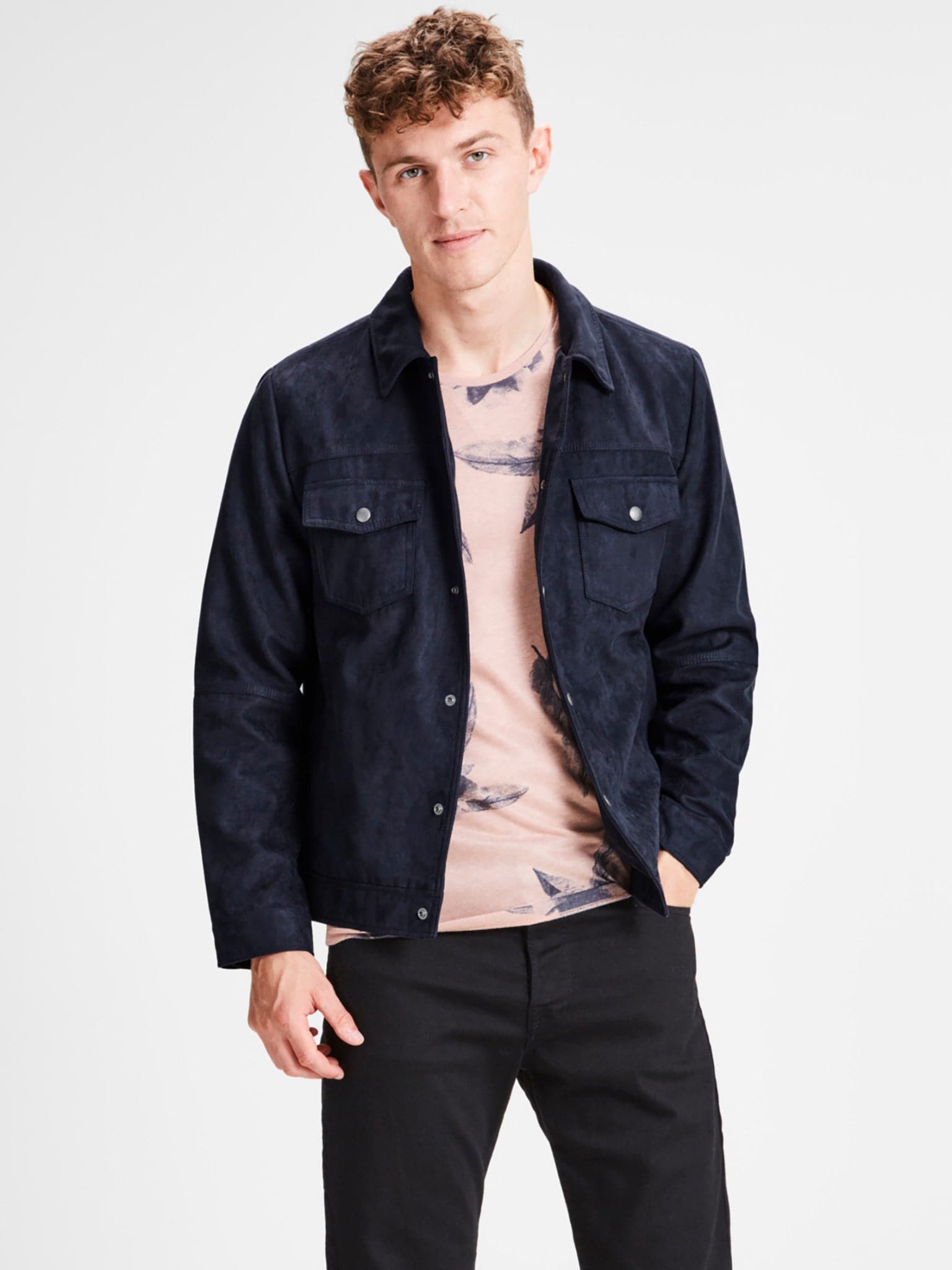 Ανδρικό jacket μουτόν με τσέπες | 12142597