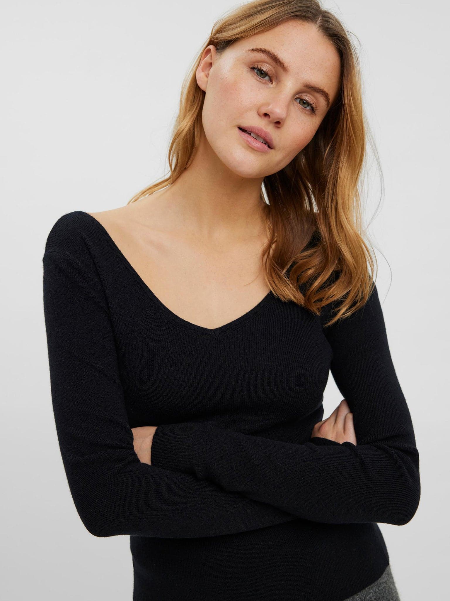 Γυναικεία μπλούζα πλεκτή VMGOLD RIB LS V-NECK BLOUSE 10257154 | 10257154