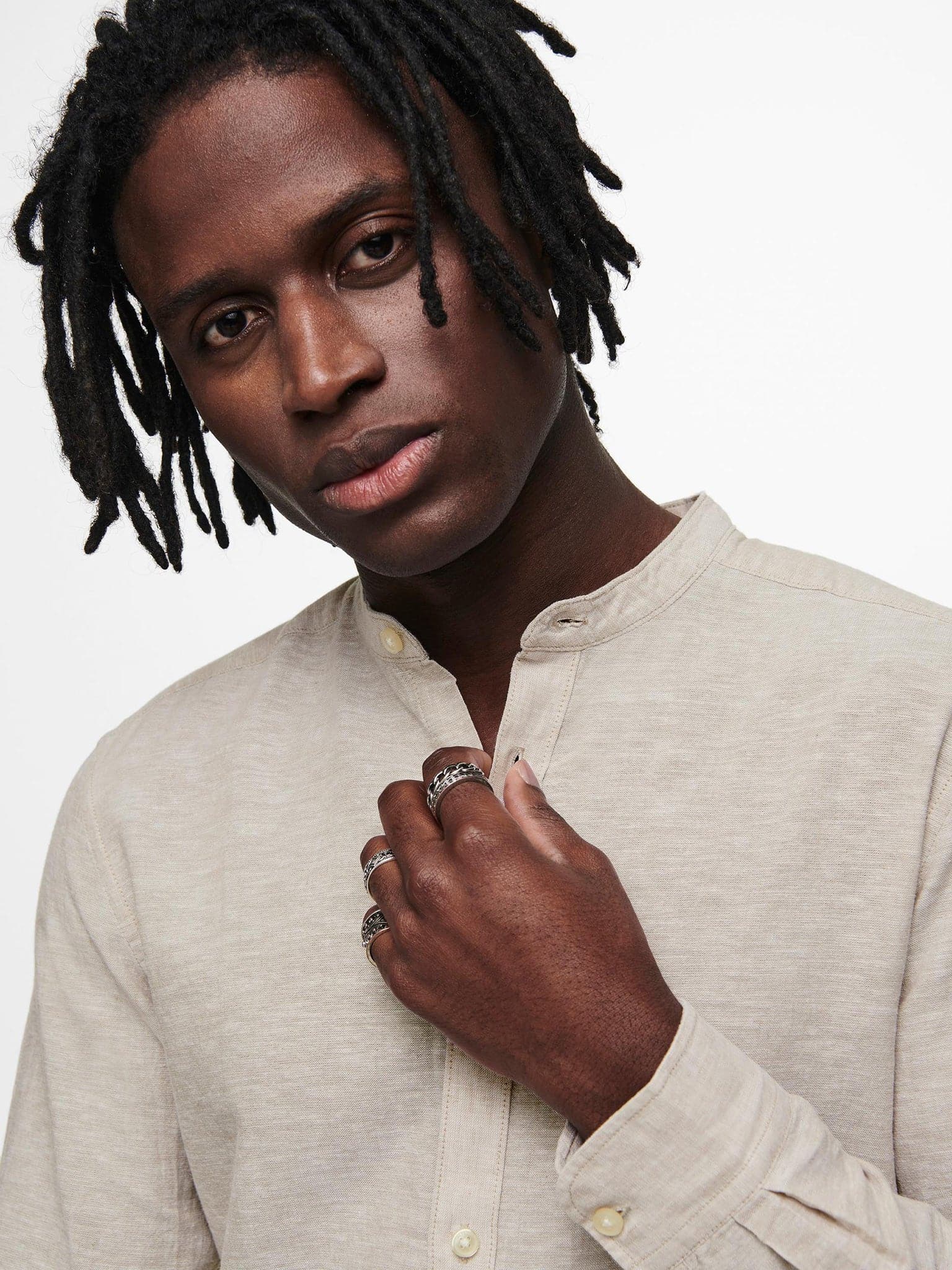 Ανδρικό πουκάμισο λινό ONSCAIDEN LS SOLID LINEN MAO SHIRT NOOS 22019173 | 22019173