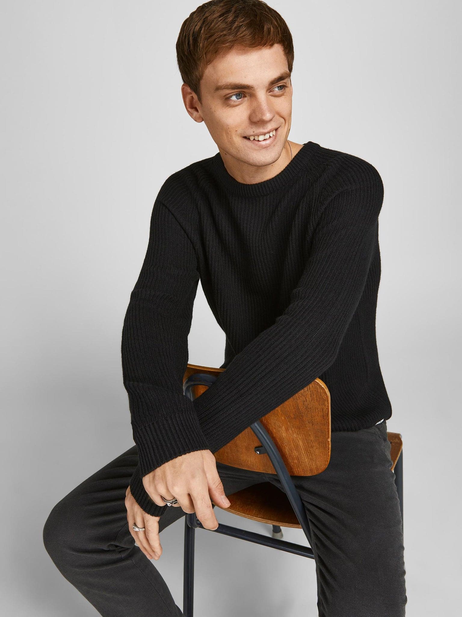 Ανδρική μπλούζα πλεκτή JJPANNEL KNIT CREW NECK PRE 12220815 | 12220815