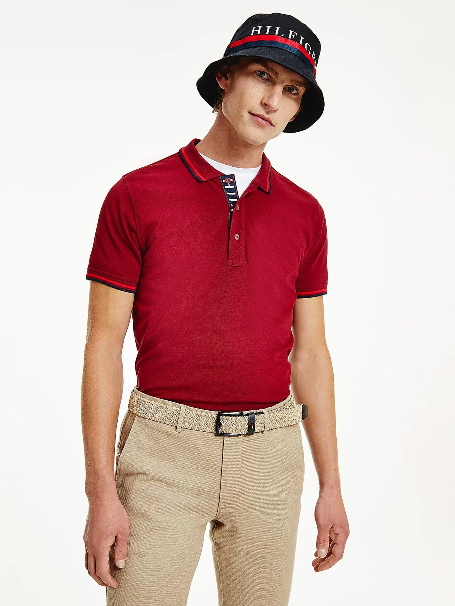 TIPPED HILFIGER PLACKET SLM POLO MW0MW22054XJS | MW0MW22054XJS