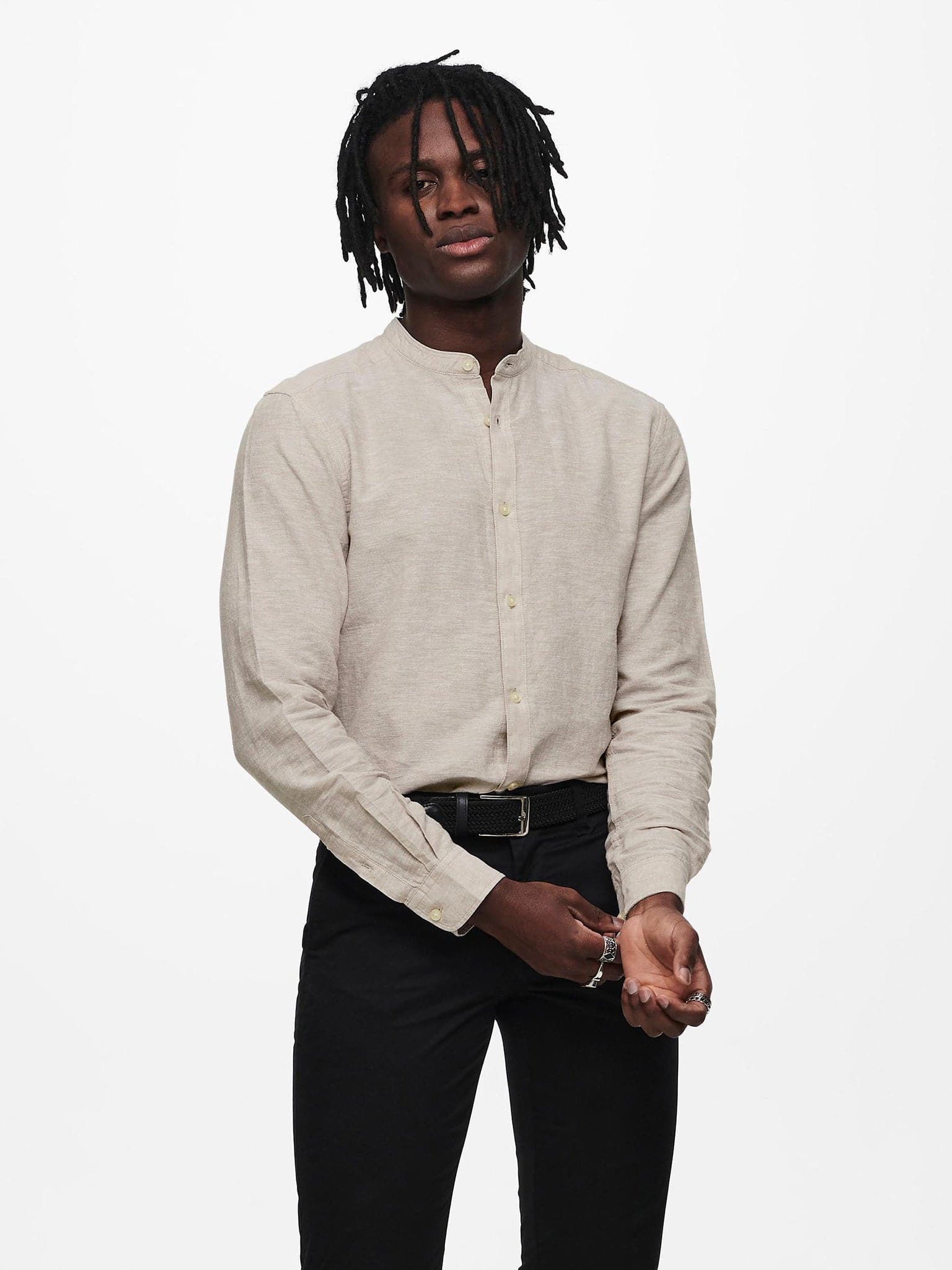 Ανδρικό πουκάμισο λινό ONSCAIDEN LS SOLID LINEN MAO SHIRT NOOS 22019173 | 22019173