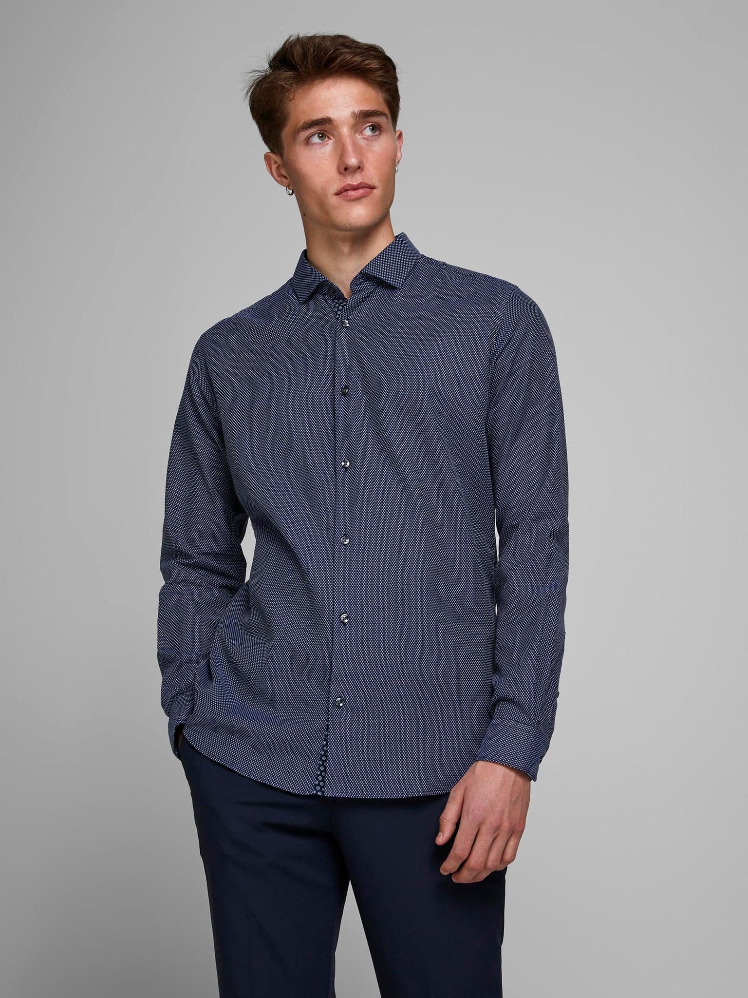 Ανδρικό πουκάμισο JPRBLACCASION STRUCTURE SHIRT L/S 12180159 | 12180159